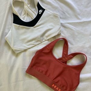 1 NIKE White Sports Bra & 1 UNDERARMOUR Pink Sports Bra - Size S